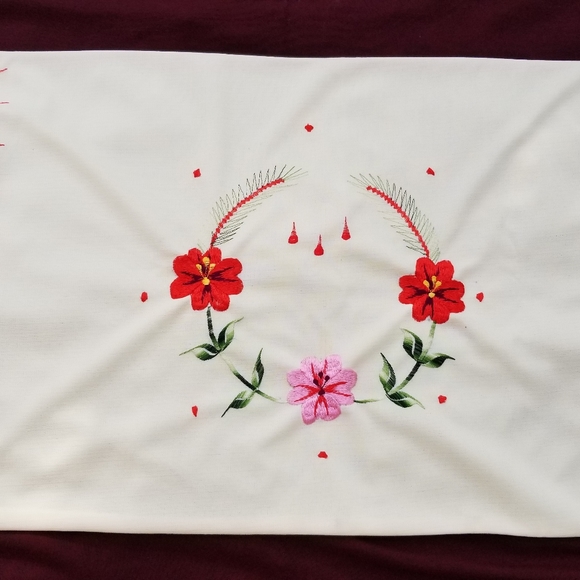 Set of 2 Handmade Vintage Stitch Floral Pillow Covers - Picture 3 of 8